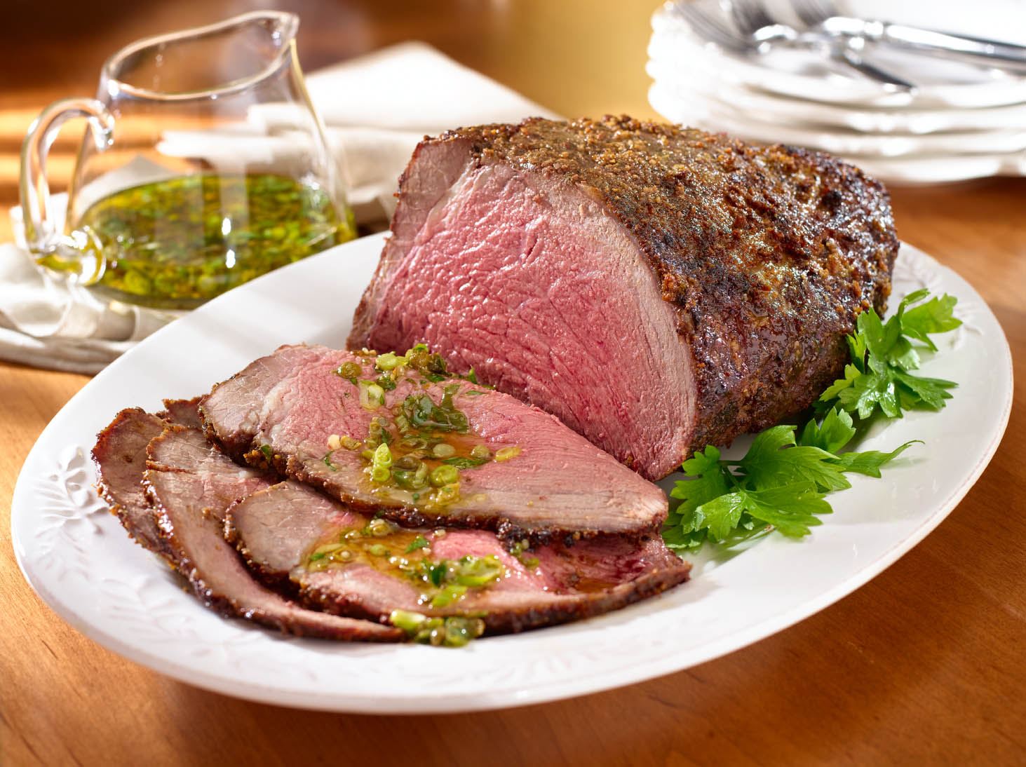 Herbed Beef Roast with Caper Sauce