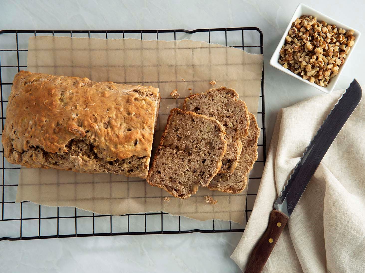 White Bean Walnut Banana Bread