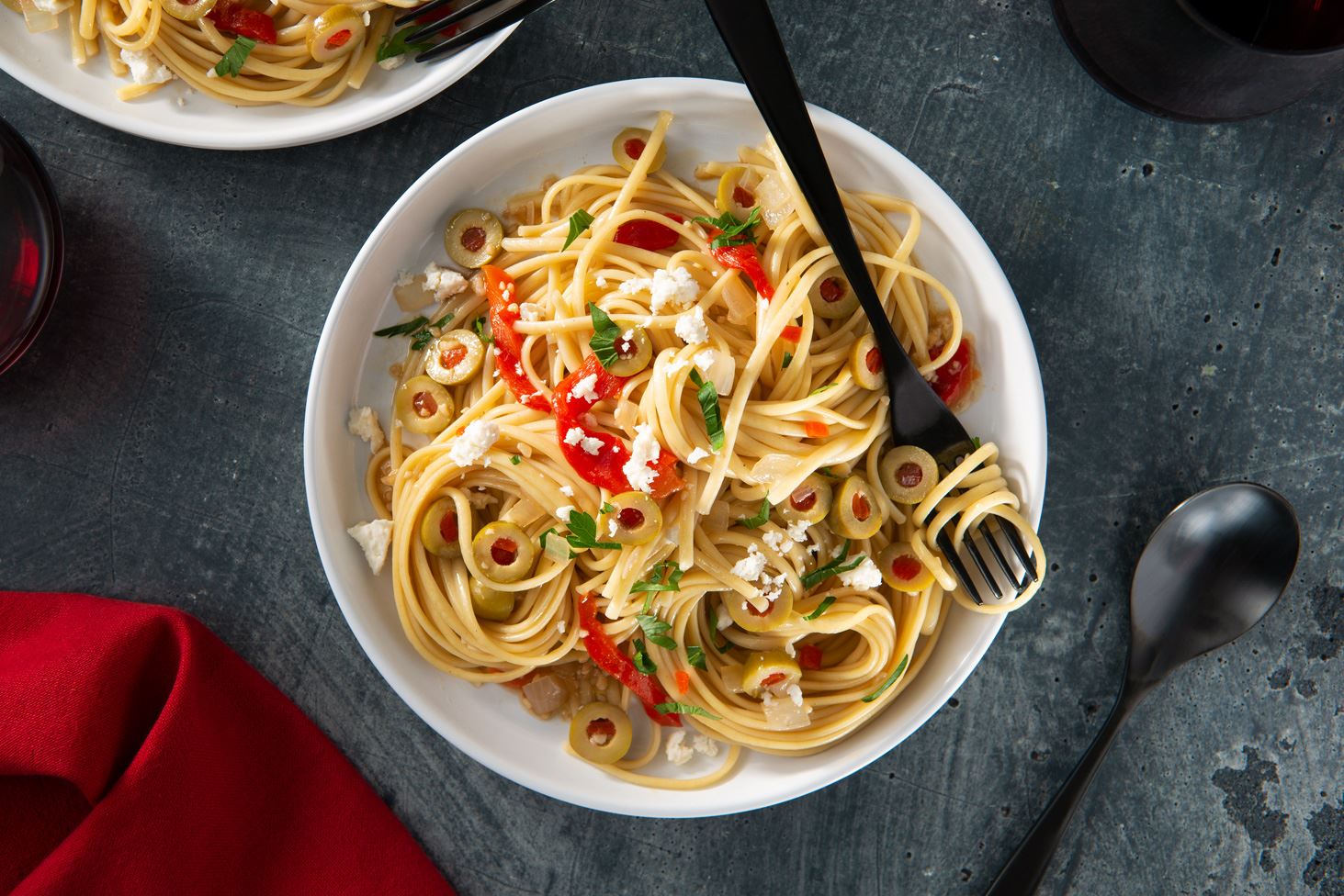 Olives and Pimientos Linguine