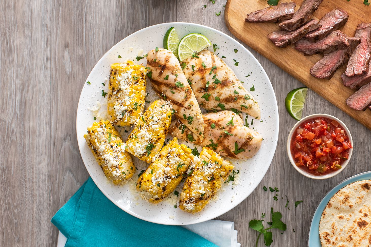 Mojo Grilled Cilantro-Lime Chicken with Mexican Street Corn